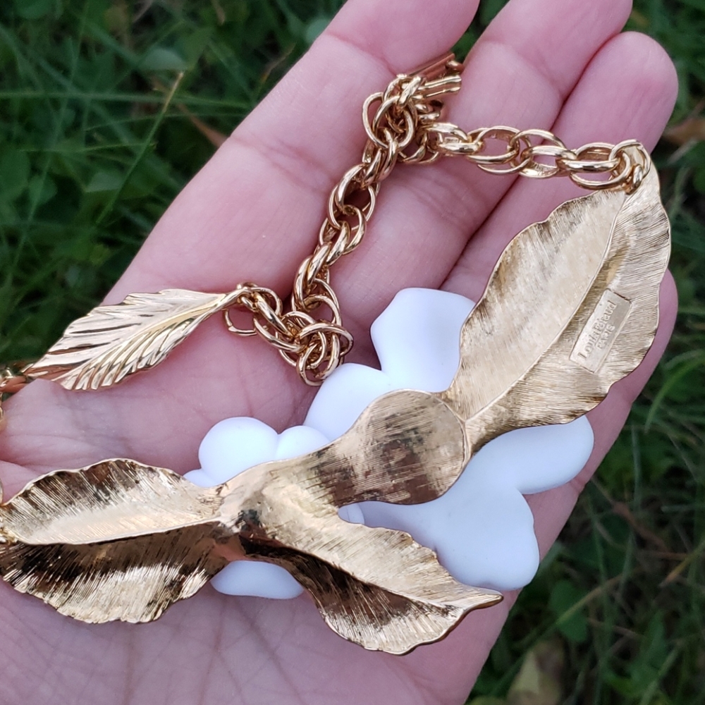 Vtg Louis Feraud Lucite Flower Leaf Necklace - Picture 14 of 14